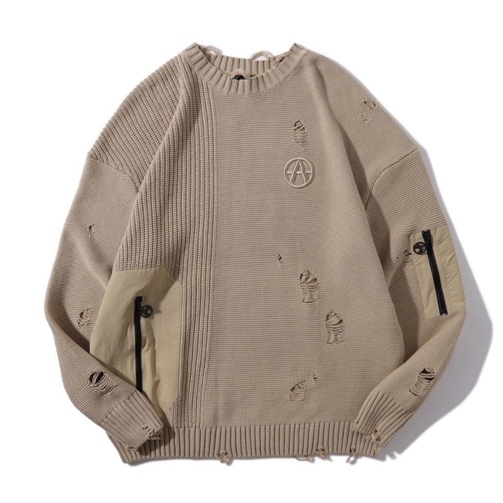 Acupuncture RIPPED SWEATER CAMEL